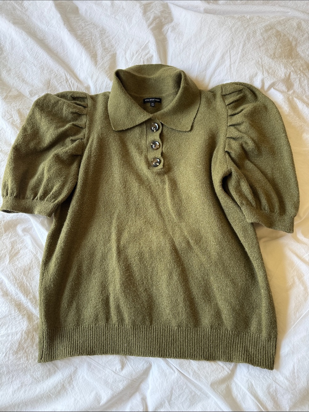 WHO WHAT WEAR X TARGET
Puff Elbow Pullover Sweater, Olive Green, size M, EUC - Picture 3 of 10